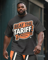 Big Men's Casual Street Style BEAT THE TARIFF Printed Short Sleeve T-Shirt Shorts Suit